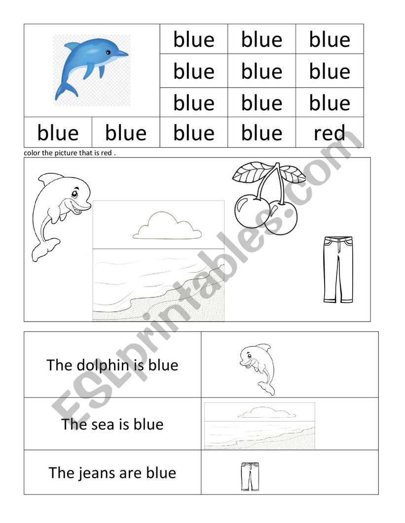 blue color worksheet worksheet