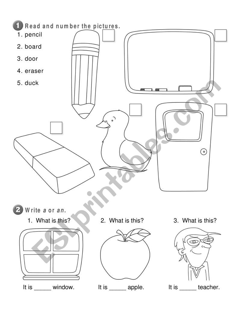 School Objects vocabulary worksheet