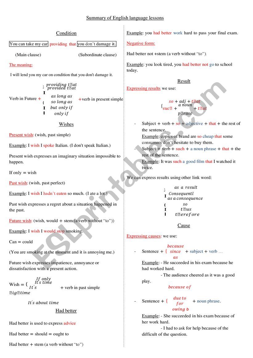 resume of lessons 3rd year  worksheet