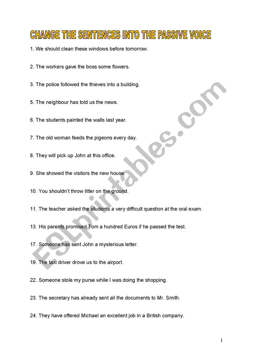 passive voice worksheet