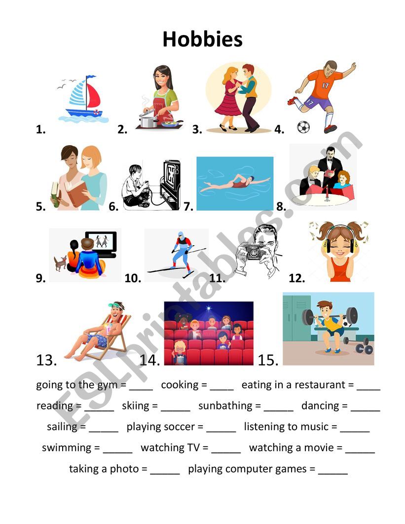 Hobbies worksheet