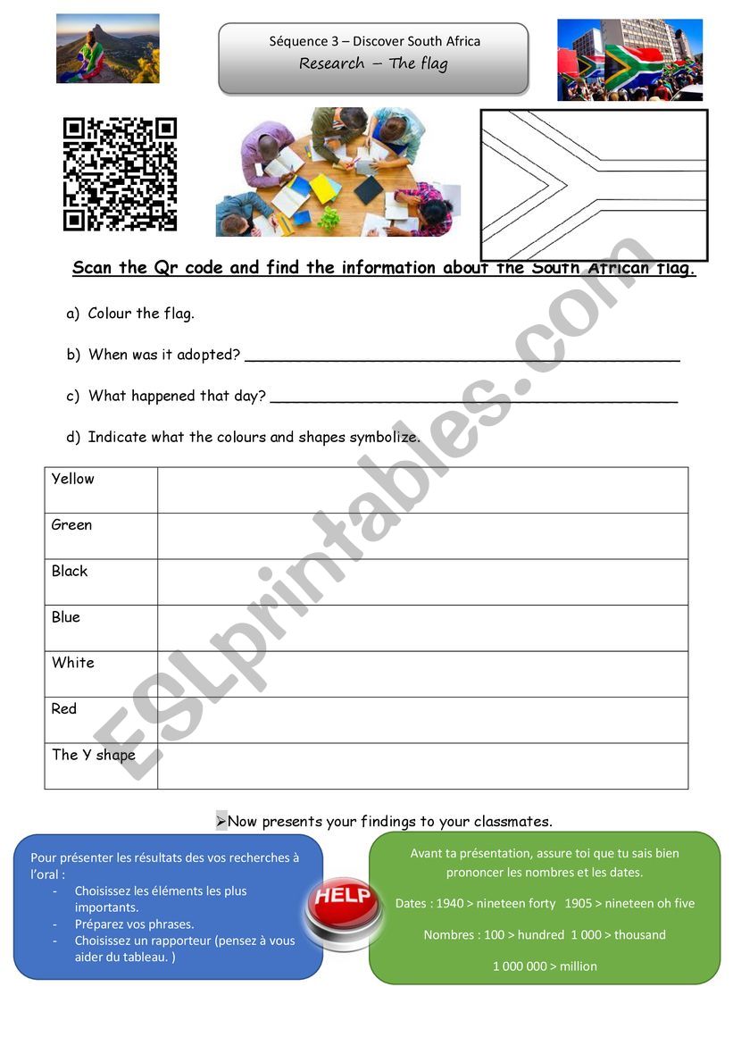 SOUTH AFRICA RESEARCH worksheet