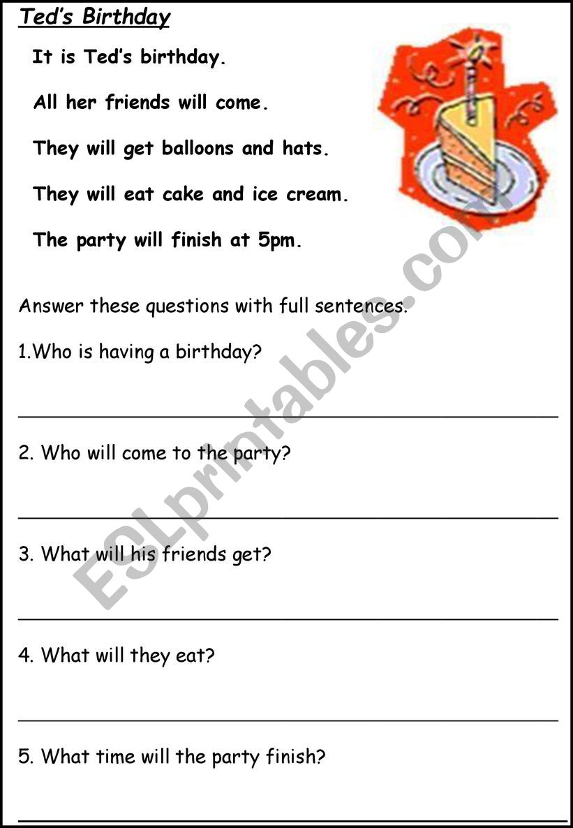 Reading Comprehensions worksheet