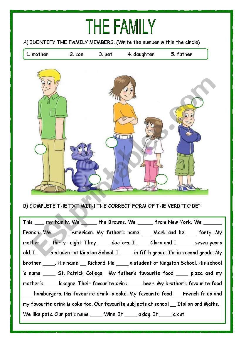 The Family worksheet