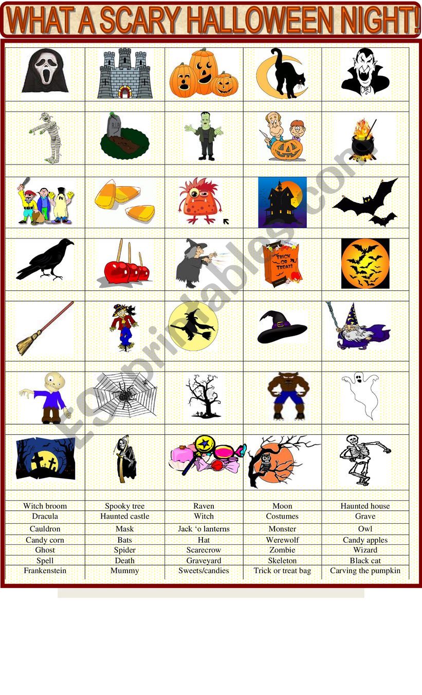 What a scary Halloween night! worksheet