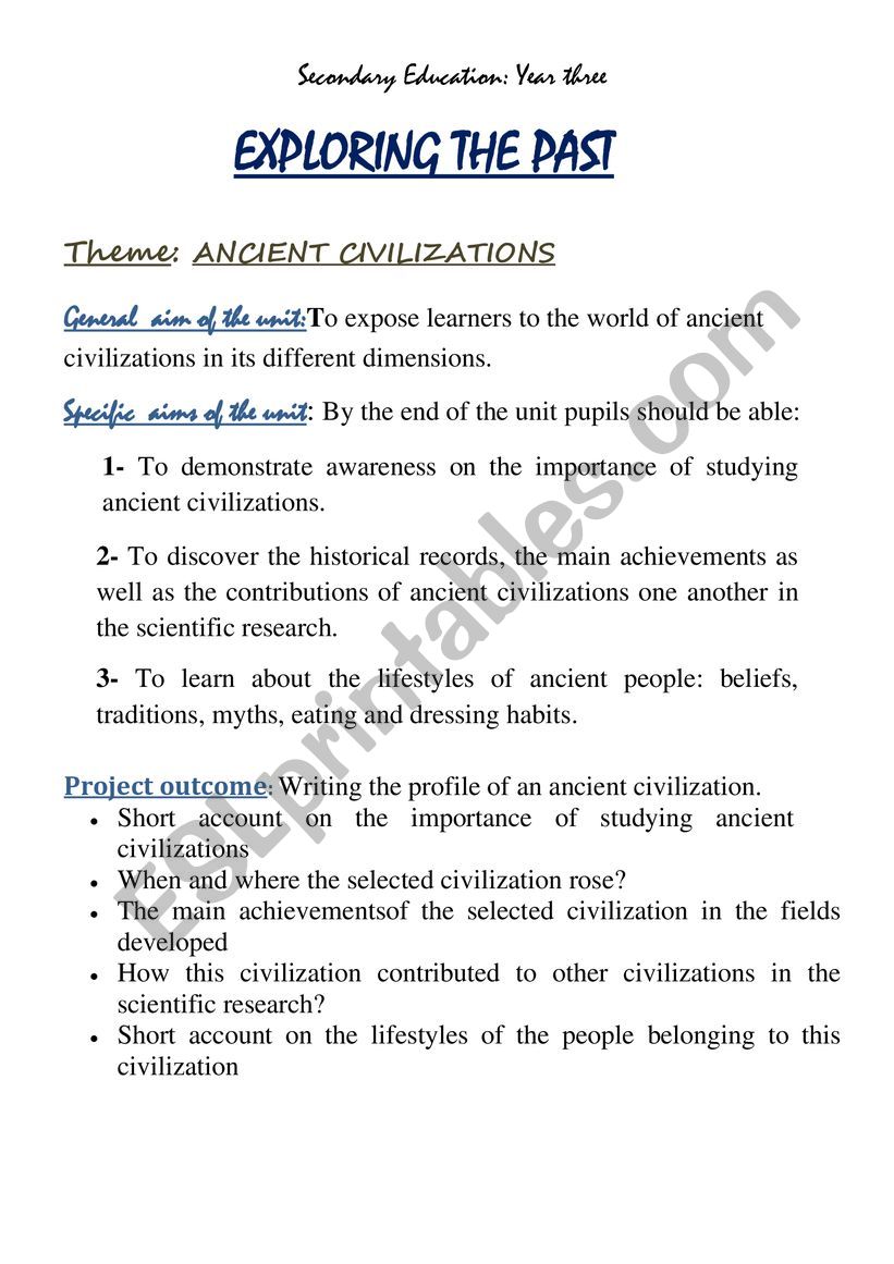 Ancient civlizations worksheet
