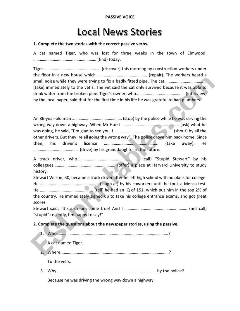 Passive Voice worksheet