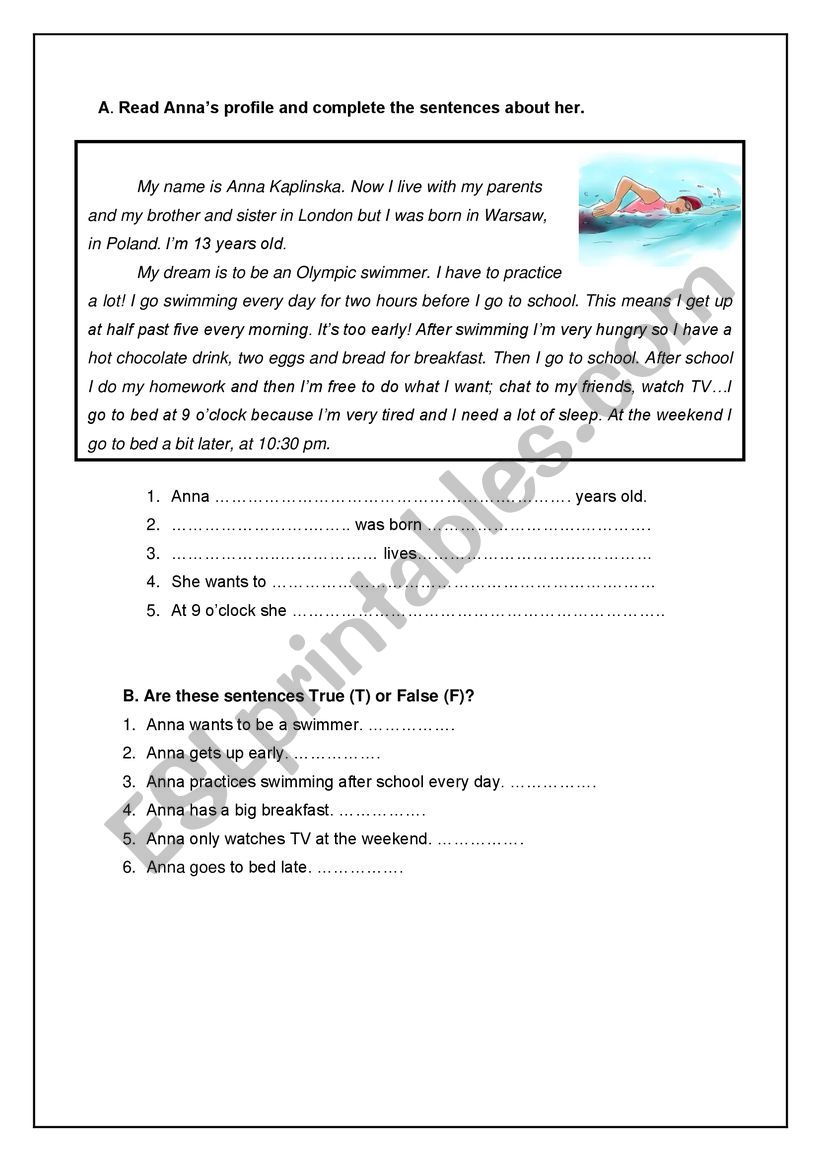 Present Simple Reading worksheet