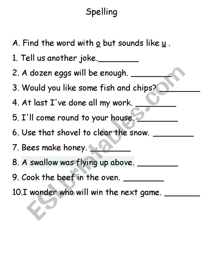 spelling worksheet