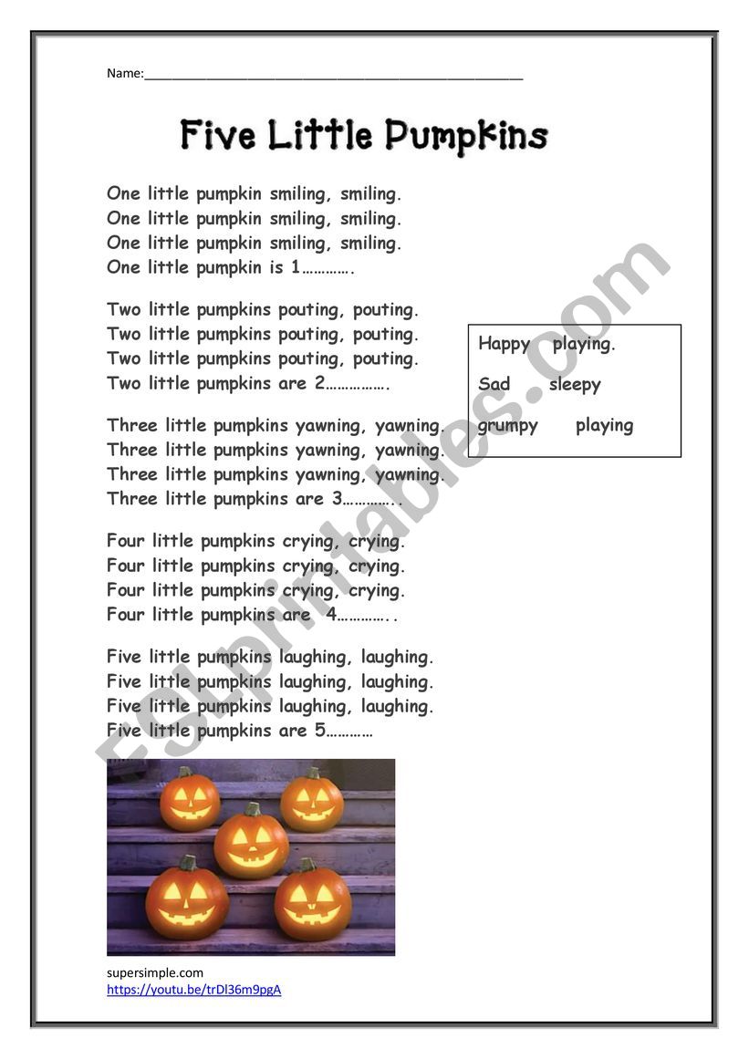 Fivel little pumpkins (Super simple songs)