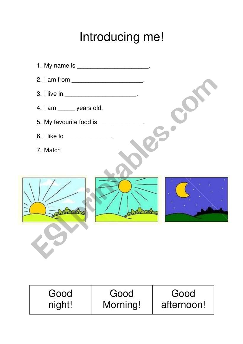 Introducing me! worksheet