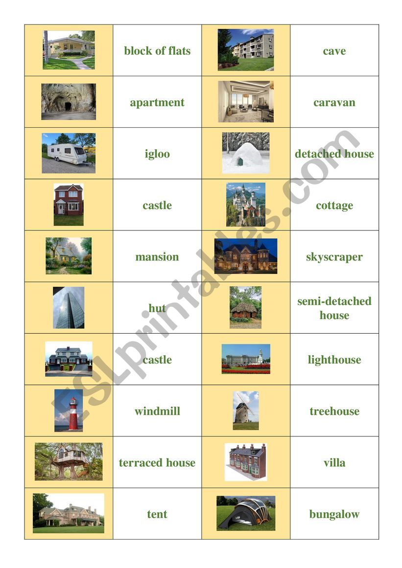 types of houses (domino, matching)