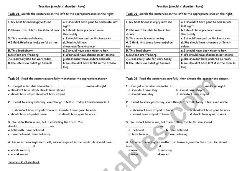 should have worksheet