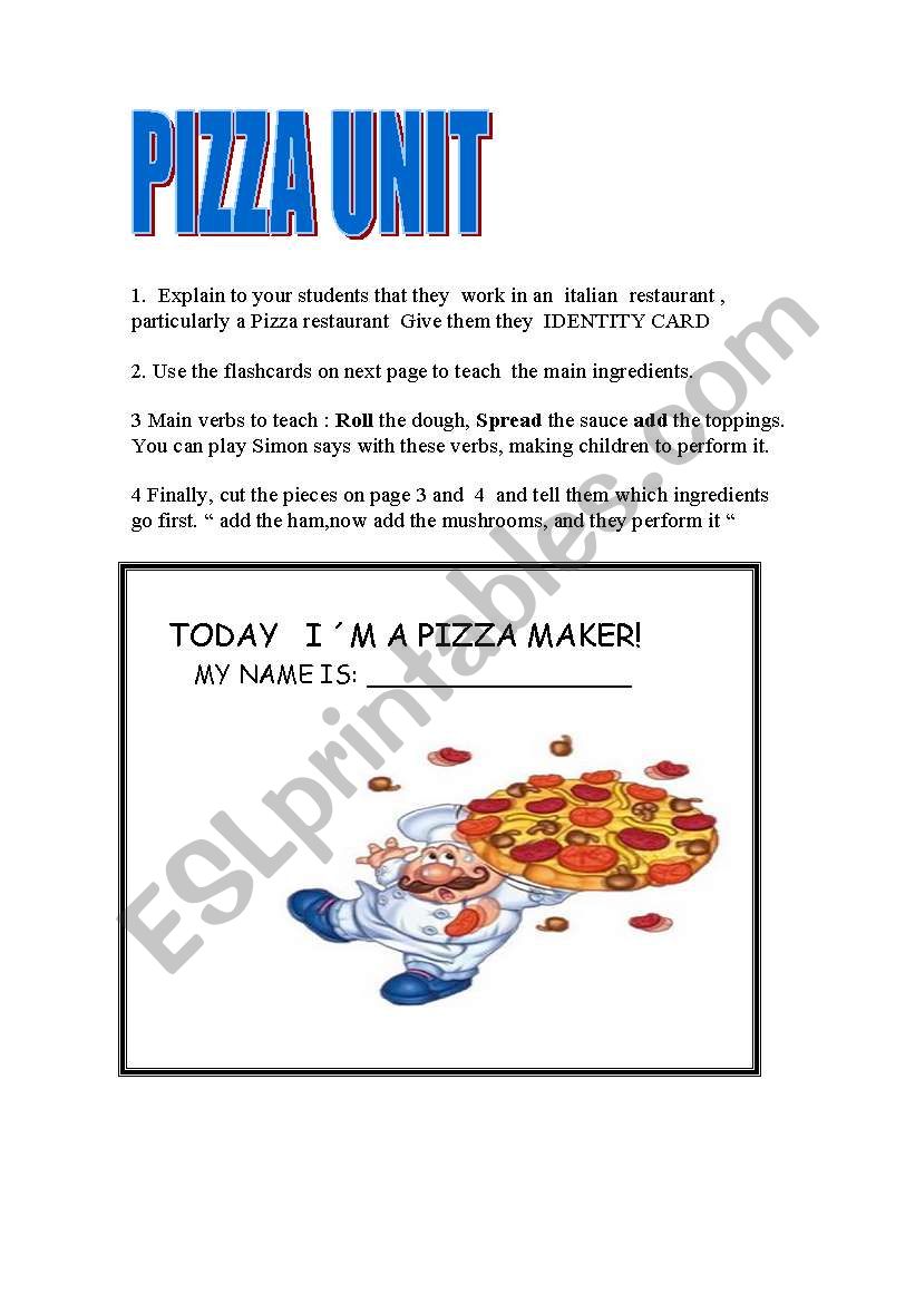 MAKING PIZZAS! Set 1/2 worksheet