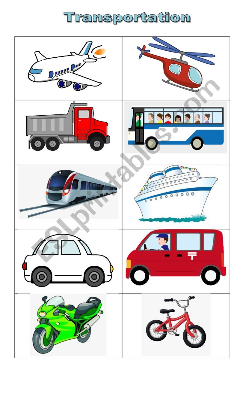 transportation flashcards worksheet