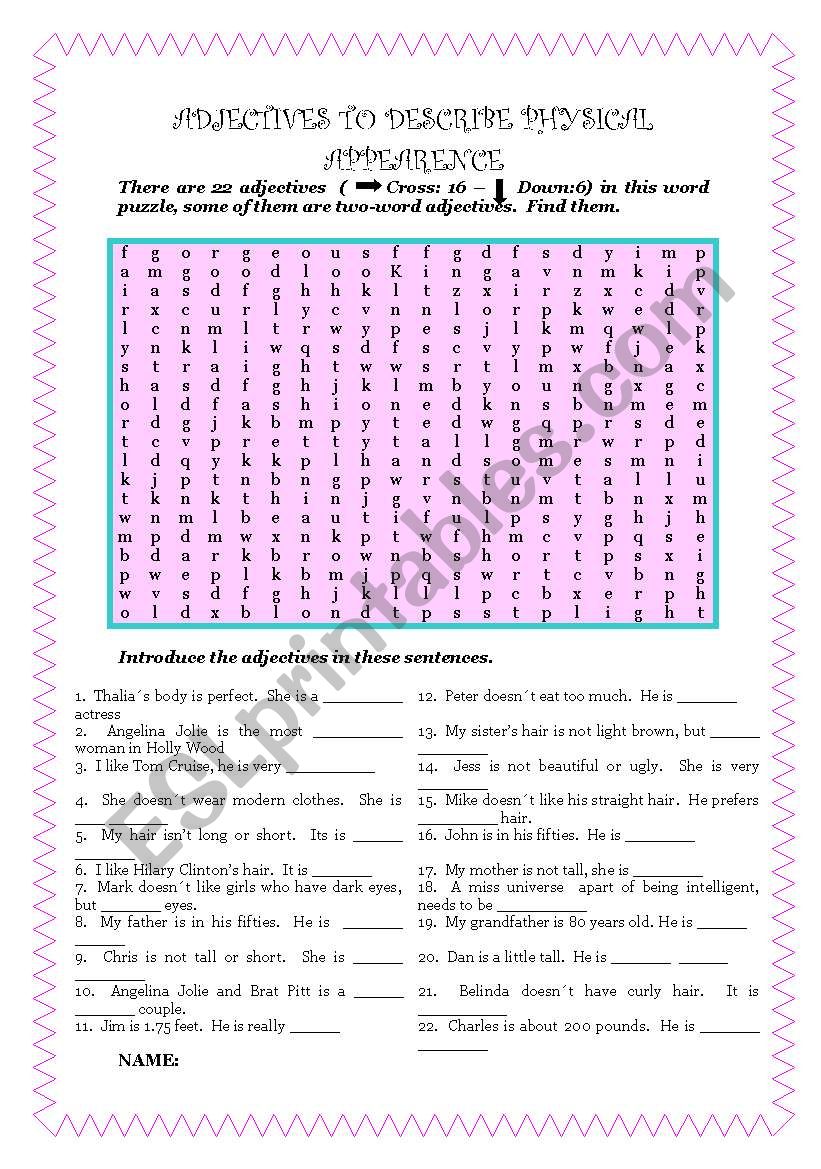 Adjectives to describe Physical Appearence