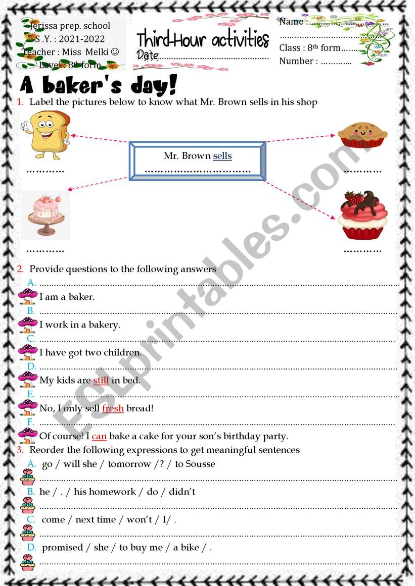 8th form review worksheet