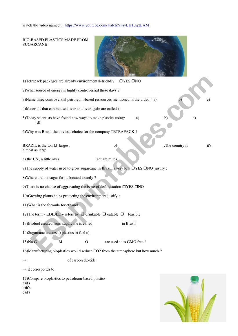 Bioplastics worksheet