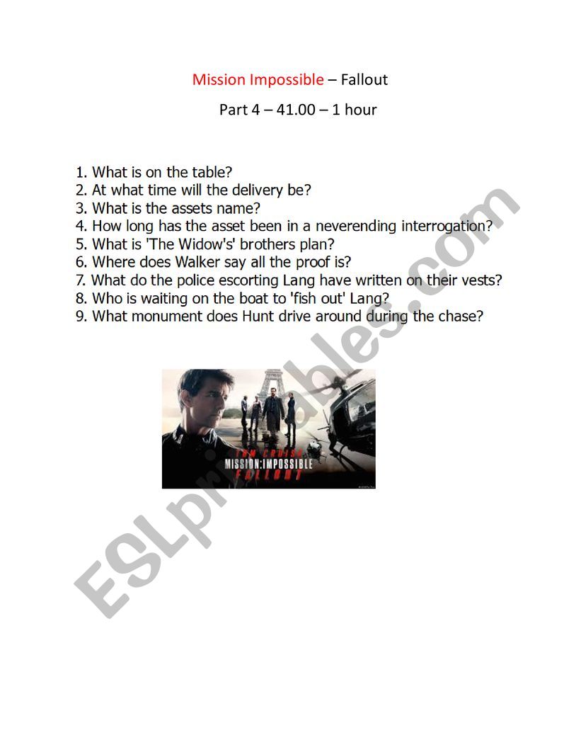 Mission Impossible Fallout - Part 4 - 41.00 - 1 hour