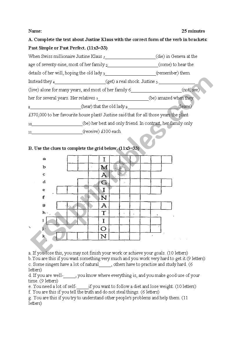 past simple and past continuous, noun puzzle