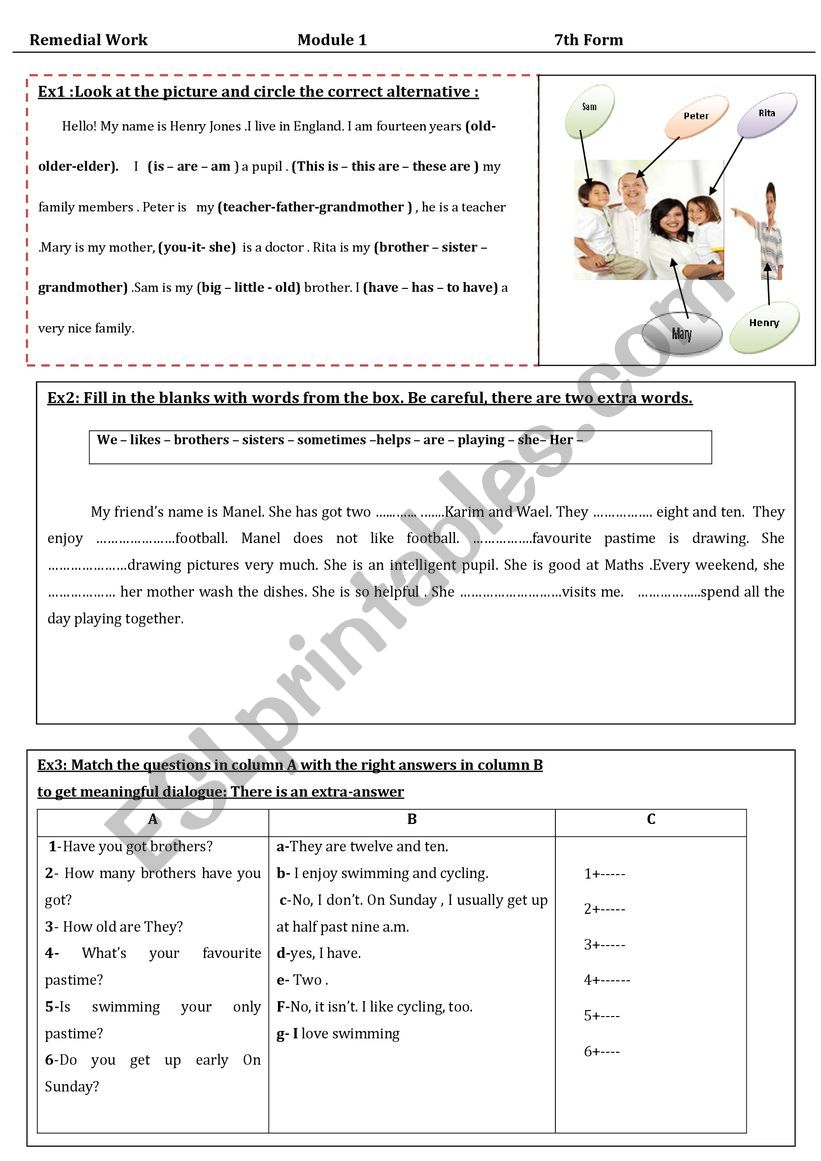 a remedial work Module 1 7th form