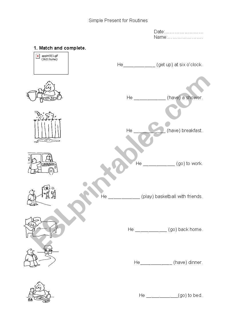 Simple Present for Routines worksheet