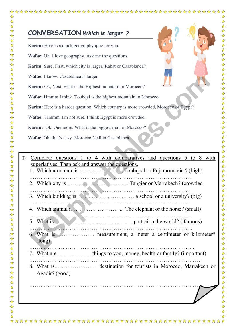 Comparatives and superlatives worksheet