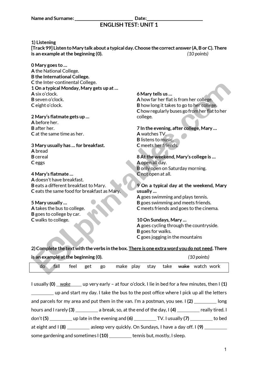 test present simple worksheet