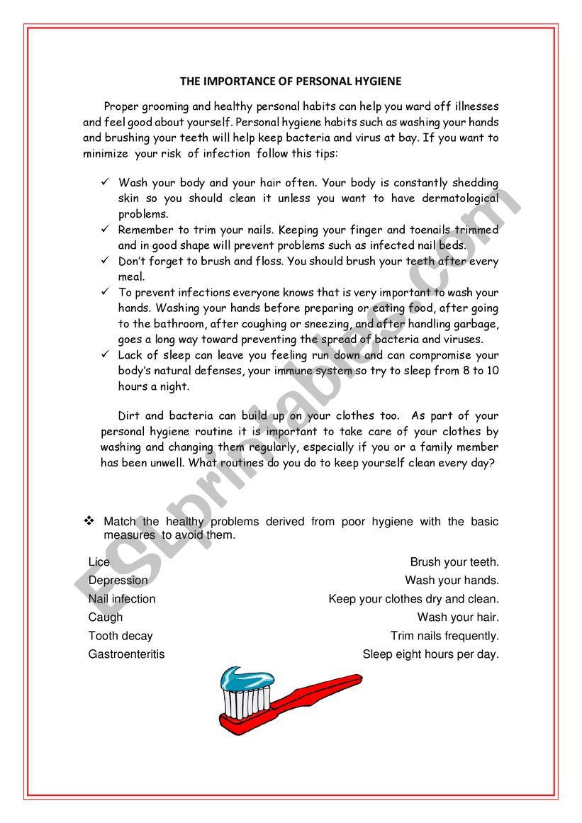 PERSONAL HYGIENE worksheet