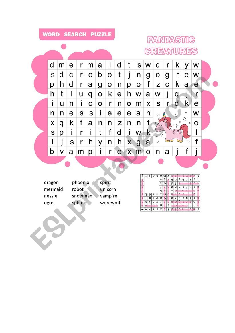 Fantastic creatures worksheet