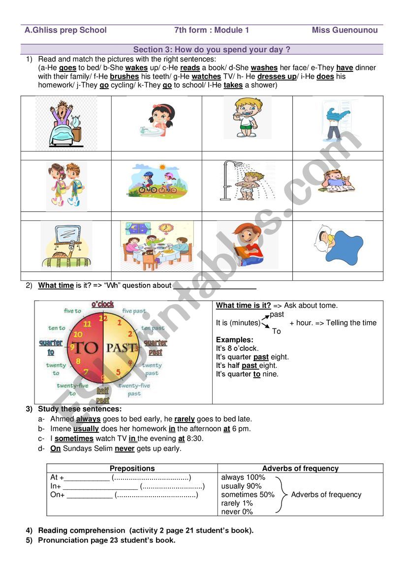 7th form worksheet