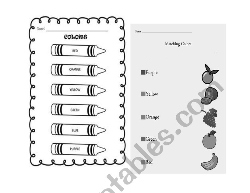 Colours worksheet