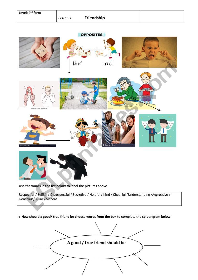 Friendship worksheet