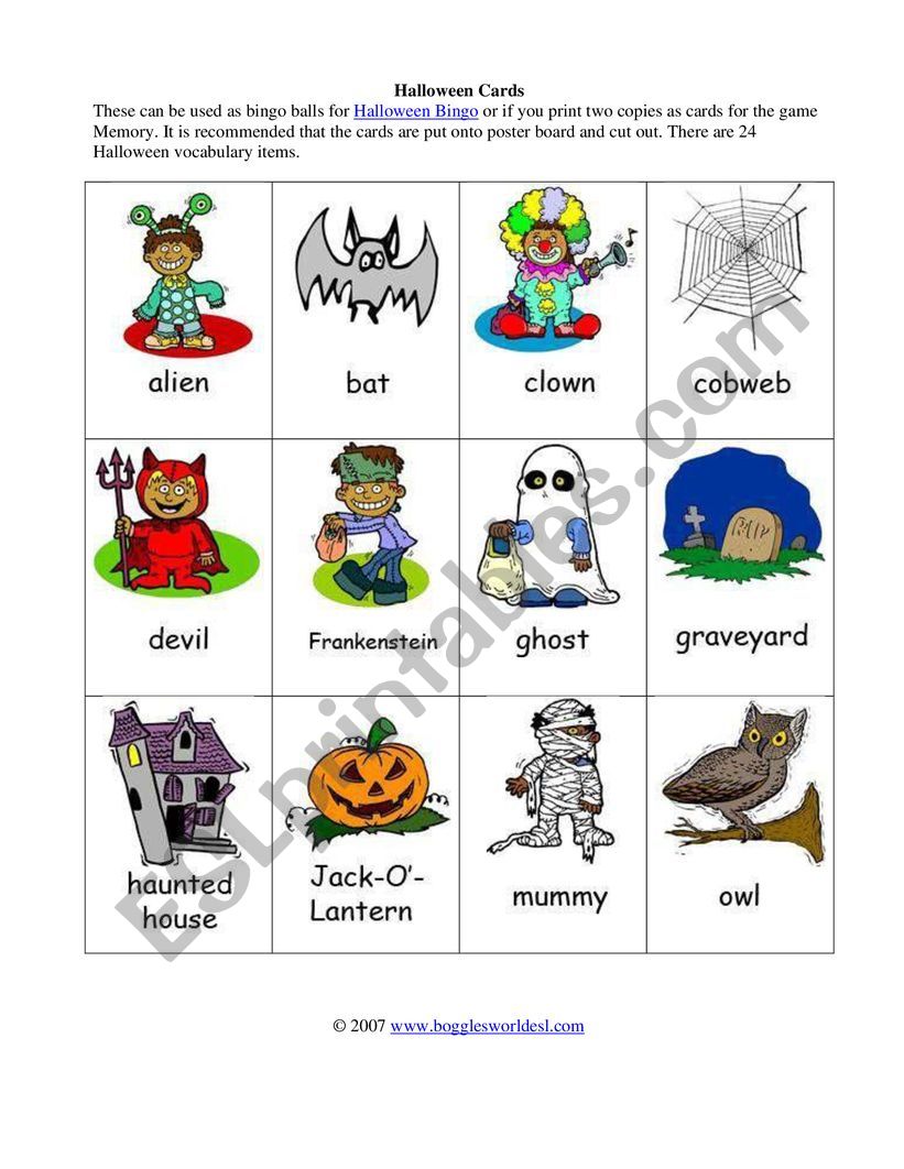 Halloween Bingo worksheet