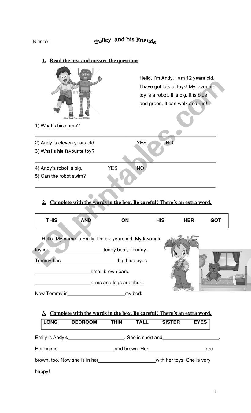 TOYS worksheet