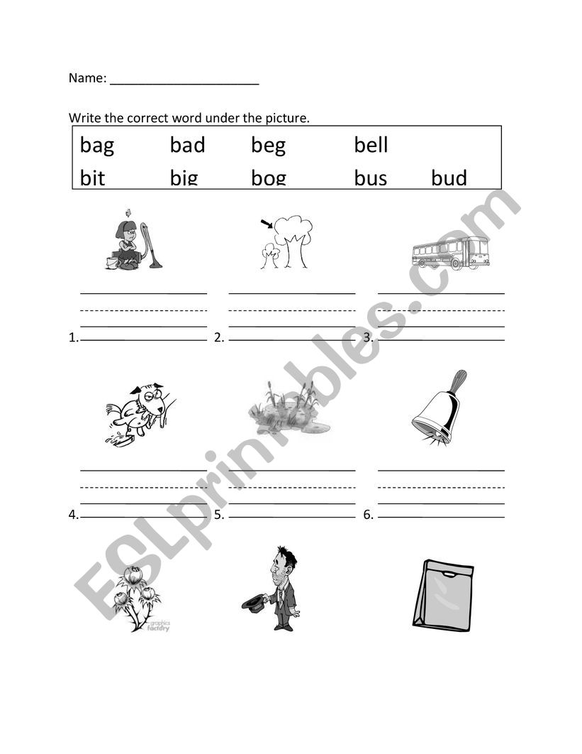 B short vowel words worksheet