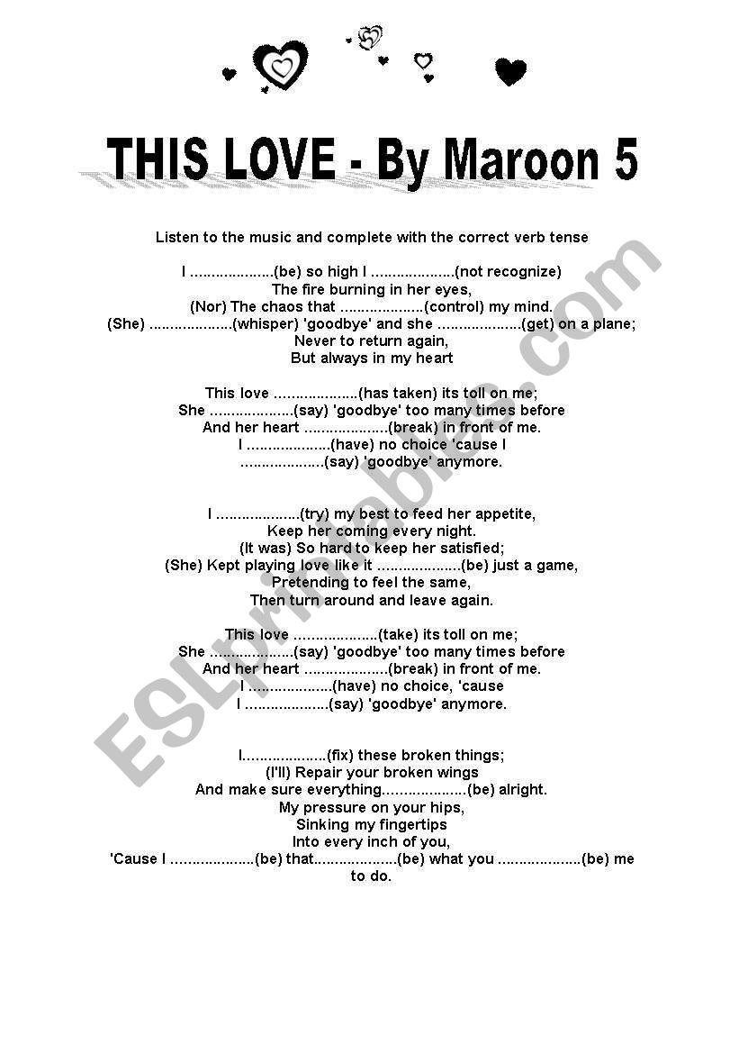 This Love - By Maroon 5 worksheet