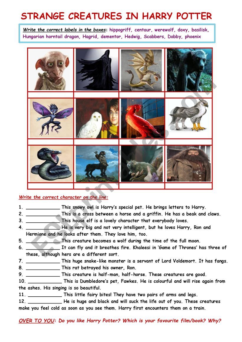 Strange creatures in Harry Potter