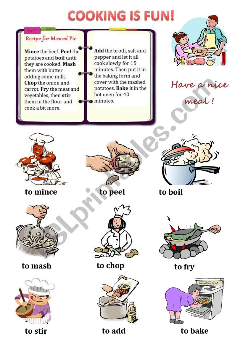 Cook verbs  worksheet