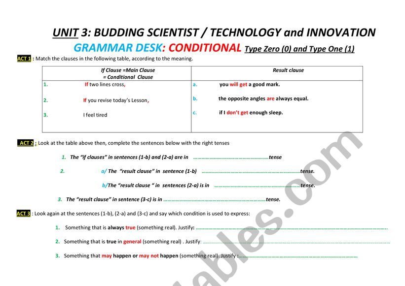 Conditionals worksheet