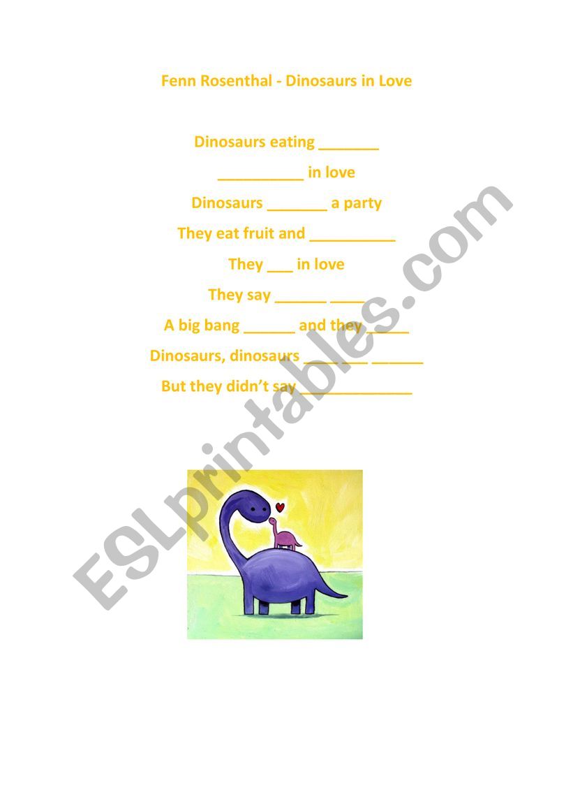 Dinasour song worksheet