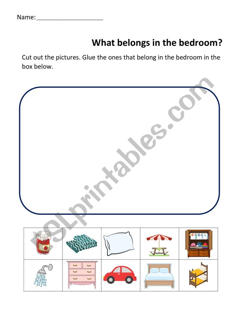 Bedroom worksheet
