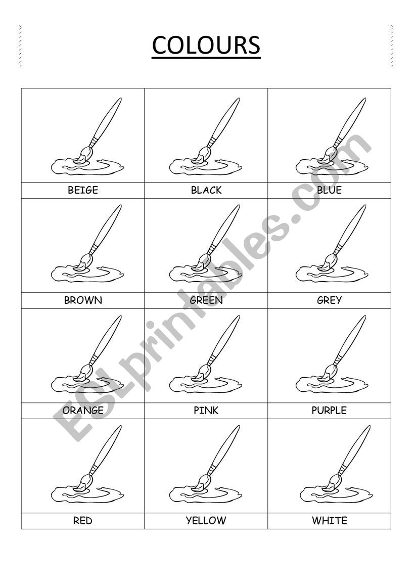 Colours worksheet