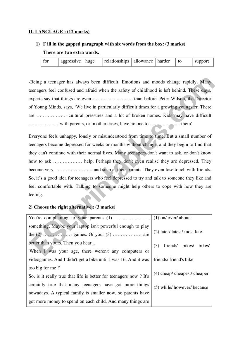 mid term test 1 ninth form worksheet