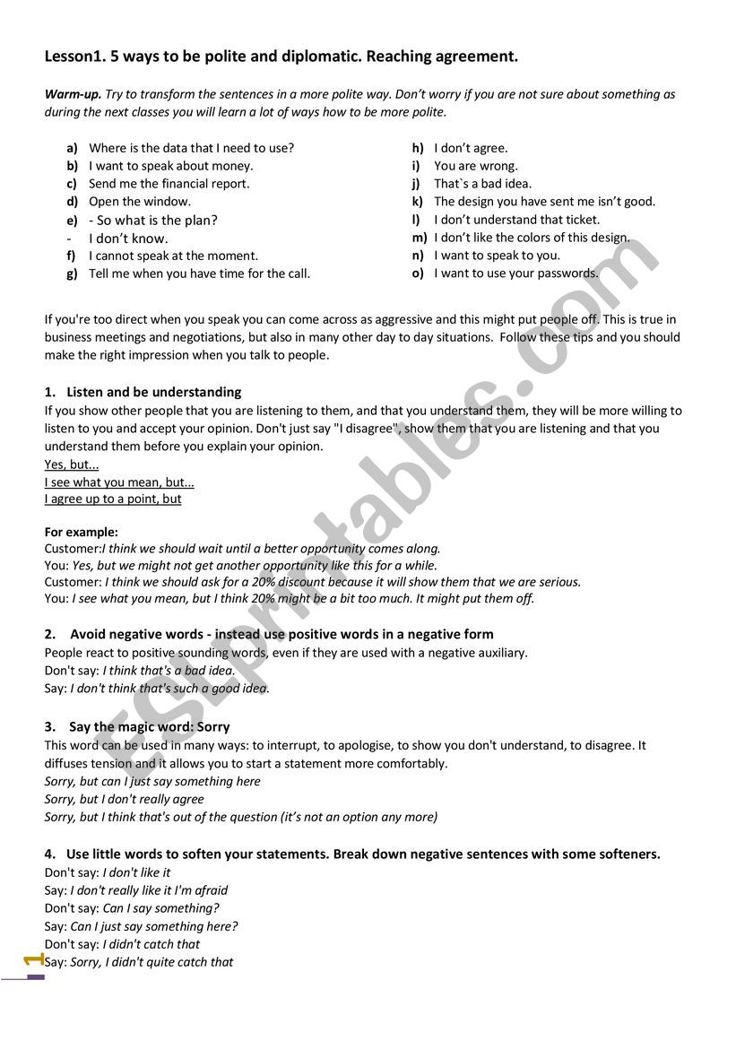 Business English worksheet