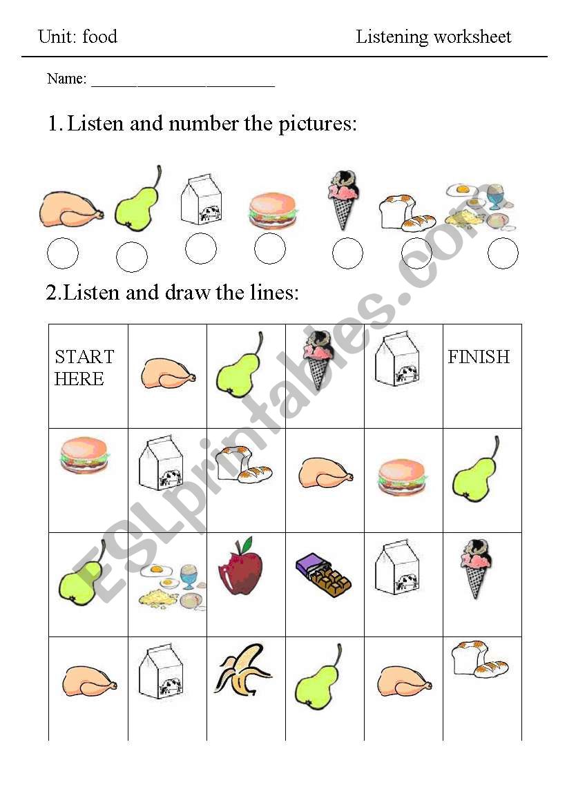 food worksheet