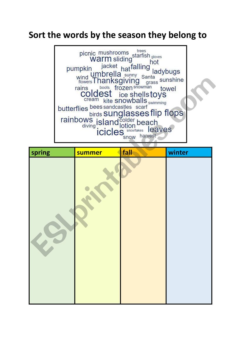 The seasons of the year - Vocabulary