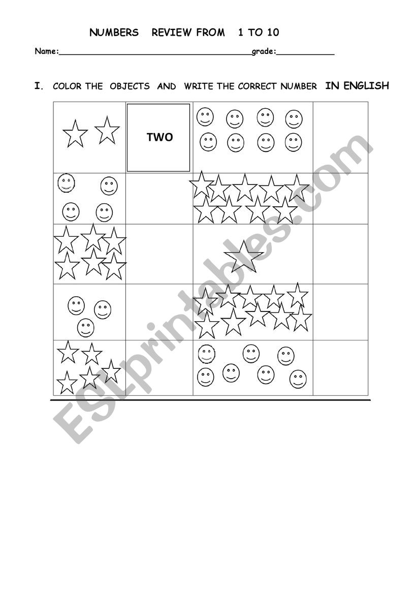                NUMBERS REVIEW 1---10