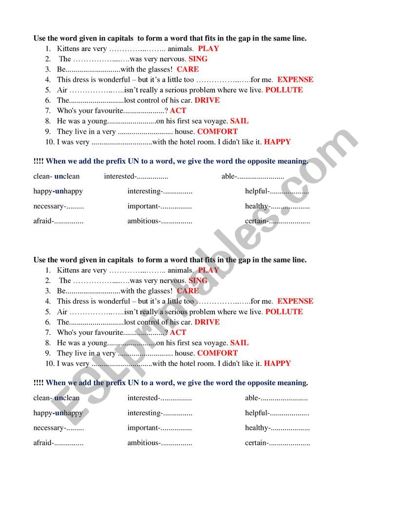 Word Formation worksheet