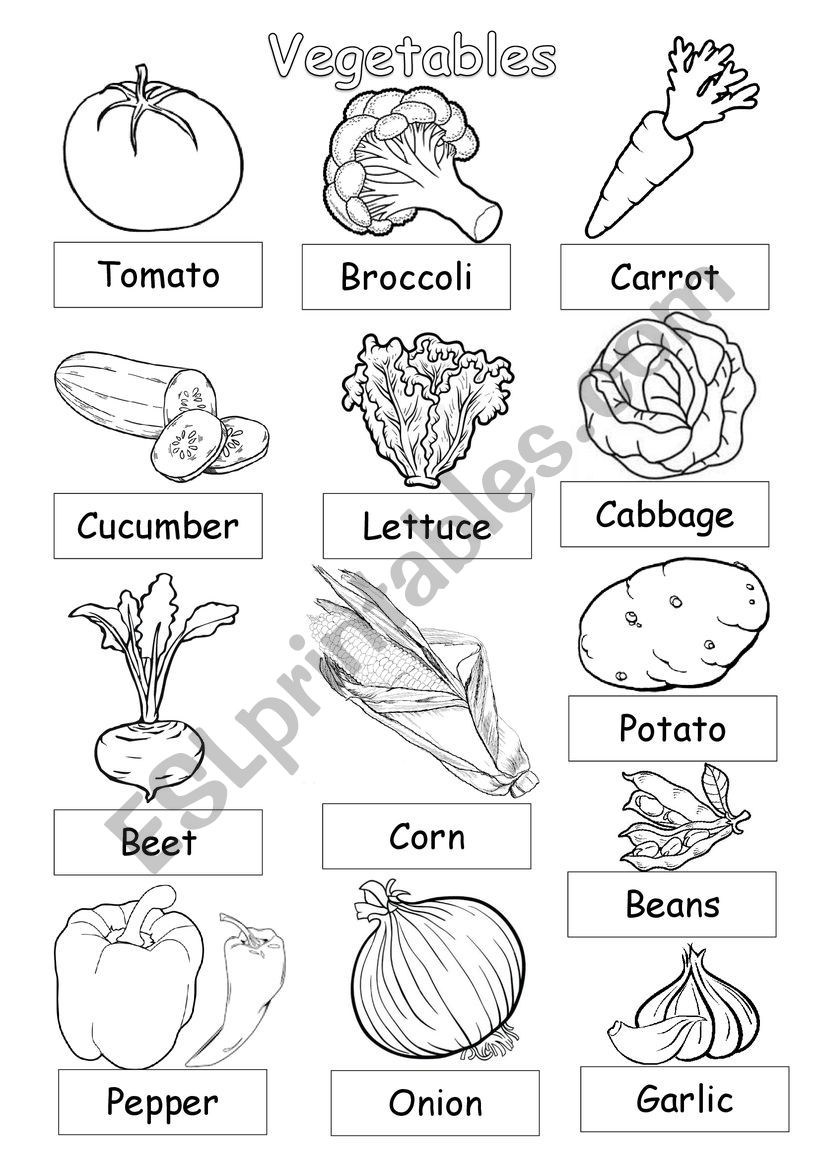 Vegetables - Coloring Pictionary